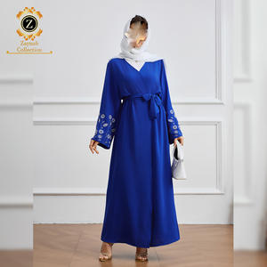 زينب فاخر أسود تصاميم دبي عباية نسائية مفتوحة كيمونو قماش برقع للمسلمين تنفس اللباس العربي السعودي - Product Image 3