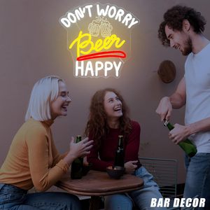 Letrero Luminoso LED '<span class=keywords><strong>Dont</strong></span> <span class=keywords><strong>Worry</strong></span> Beer Happy' Blanco Cálido 2700K, Regulable, 5V, 12000 Horas de Duración, para Pared - Product Image 5