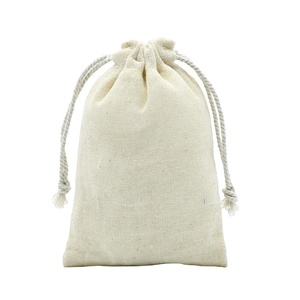 Bolsa con cordón de algodón personalizada al por mayor, bolsa de tela ecológica, embalaje promocional natural sin blanquear, Impresión de logotipo de tamaño personalizado - Product Image 2