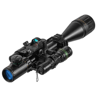 Lunette de Viseur de Chasse 6-24X50 AOEG avec Télémètre, Viseur Holographique 4 Réticules, Point Rouge et Laser Vert
