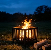 Brasero de jardin carré pour l'extérieur - Brasero résistant pour brûler du bois, gril de cuisson pour le camping