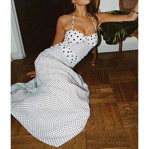 Nuevo Vestido Maxi Plisado sin Mangas con Tirantes Finos y Cuello Halter para Mujer, Ajuste Delgado, Suave, con Espalda Descubierta y Cordones, Vestido Maxi Ajustado de Moda - Product Image 2