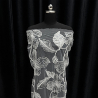 Tissu en dentelle de tulle blanc GCW-AUV120769 avec broderie florale à sequins pour boutique de mariée