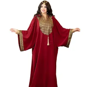 Halblanger Rock Pullover Gestrickt Rot Mittlere Taille Einfarbiger Mantel Abaya Frauen Muslimisches Kleid 2022 Dubai Langer Wintermantel für Frauen