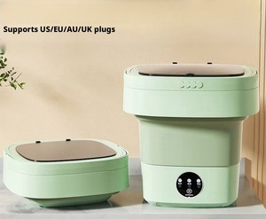 Laveuse-sécheuse mini pliable 2-en-1 de 10 L couleur bonbon, portable pour voyage, avec stérilisation par lumière bleue - Product Image 1