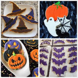 4 pezzi grandi formine per biscotti in acciaio inossidabile di <span class=keywords><strong>Halloween</strong></span> pipistrello di zucca fantasma cappello da strega stampi in metallo per la decorazione di cottura di <span class=keywords><strong>Halloween</strong></span> - Product Image 6