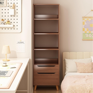 <span class=keywords><strong>Vitrina</strong></span> de librería <span class=keywords><strong>estrecha</strong></span> de 4 niveles de altura con cajón doble Exhibición de libros moderna Pantalla abierta para biblioteca/dormitorio/sala de estar - Product Image 2