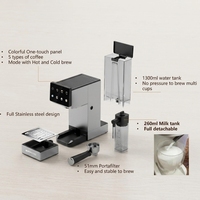 Machine à café électrique italienne semi-automatique en acier inoxydable avec écran LCD, pour usage domestique, petite machine à expresso avec mousseur à lait vapeur, 3-5 tasses