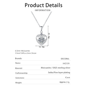 Collier en moissanite 1 carat pour femme, argent sterling 925 plaqué <span class=keywords><strong>or</strong></span> blanc 18 carats, le meilleur cadeau pour femme ou petite amie - Product Image 5