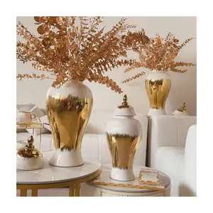 2023 heißer Verkauf Weiß mit Gold Keramik dekorative Ingwer Glas für Heim textilien andere Hochzeits dekoration