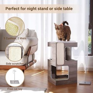 Tháp Mèo bằng gỗ sang trọng: NƠI ẨN Dật trong nhà cuối cùng cho mèo lớn, hoàn chỉnh với giường đệm mềm và đệm trầy xước - Product Image 2