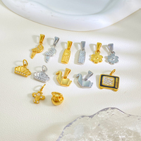 Pendentif Breloque Couronne d'Oiseau Fleur en Zircon Cubique Plaqué Or 18K Vente en Gros pour Femmes |   Breloques en acier inoxydable en gros