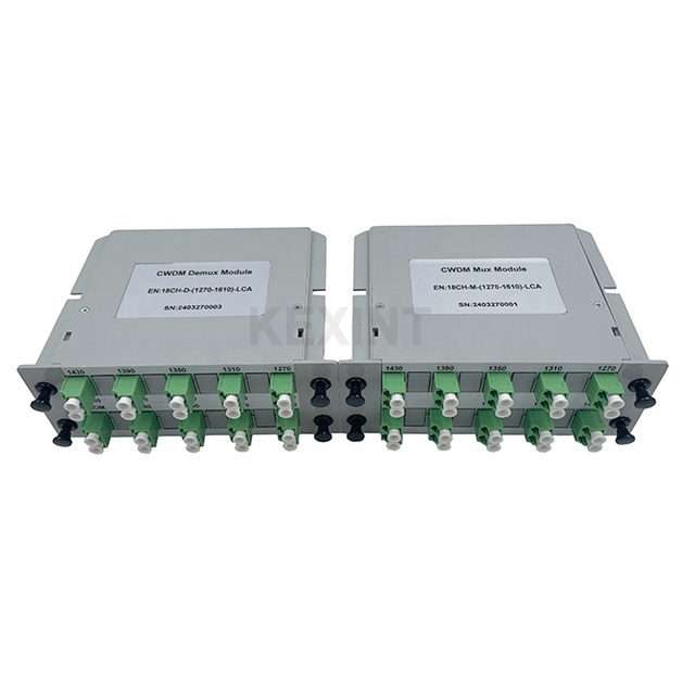 KEXINT 18 Channels Fiber Optic Multiplexer Mux Demux 1270 To 1610 nm CWDM