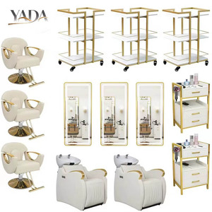 Ultimate Salon Set Hydraulische Stylingstoel LED Spiegel Shampoo Bed met Chirurgisch Stalen Onderstel - Product Image 1