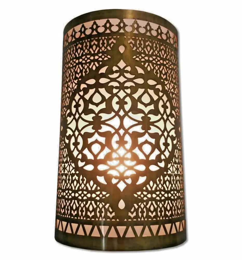 B297 fantástico marrocos oriental de parede de latão artesanal decoração de led concha de luz