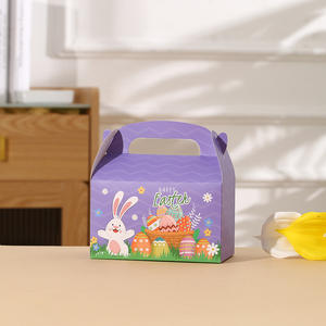 Caja de Papel Blanca con Asa y Diseño de Conejito de Pascua para Guardar Dulces y Chocolates, Caja de Regalo para Fiestas - Product Image 5