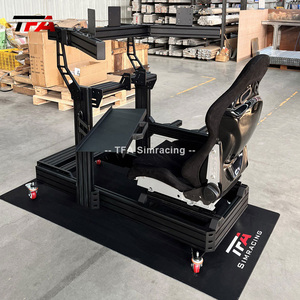 Cockpit de course Sim en aluminium avec siège réglable, pédales, support de roue et triple support de moniteur pour la configuration du simulateur de conduite - Product Image 3