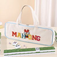 Pochette de maquillage longue professionnelle US Mahjong Push Ruler avec fermeture éclair motif visage de dessin animé, vente en gros directe d'usine B2B, priorité