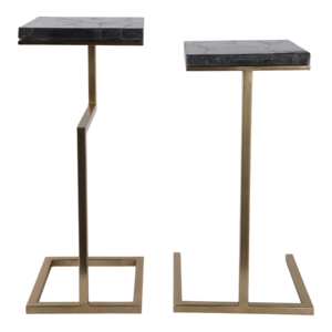 Tavolino moderno in quarzo con base dorata per piccoli spazi, camera da letto, soggiorno, arredamento. - Product Image 3