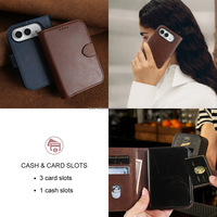Étui de téléphone pliable en cuir PU de qualité supérieure, antichoc, avec fente pour cartes et support, pour iPhone Duo