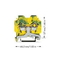 2 piezas 282-107 Bloque de terminales de 2 conductores de 6,00 mm² Verde-Amarillo Nuevo