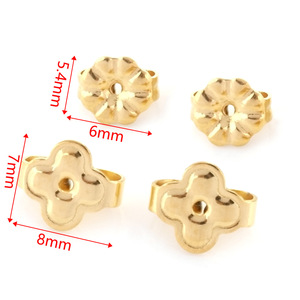 Attaches d'oreilles en acier inoxydable plaqué or, forme trèfle à quatre feuilles, fournitures de bijoux, accessoires de bricolage - Product Image 2