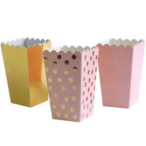 wholesale 2021 New Product paper popcorn box with Hot Stamp polka dot Wedding Birthday New year Celebrations party supplies