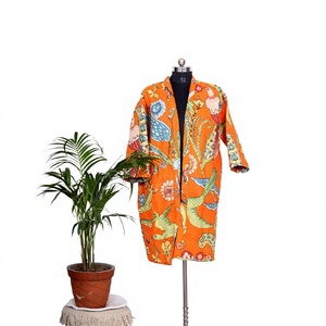 Robe de maison pour femme en coton 100% à imprimé floral numérique, manches trois-quarts, design réversible avec ceinture, respirante et douce - Product Image 1