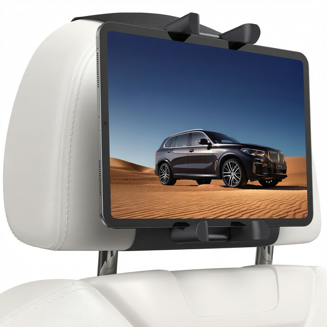 For STCH02 Foldable Flexible Car Headrest Mount Tablet Holder Back Seat Space Saving ABS Plastic Cradle 360 Rotatable Stand