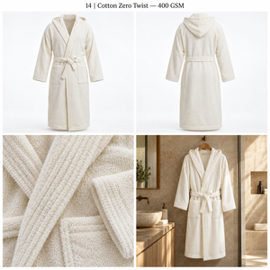 Albornoz de felpa para hombre con capucha, color crema, suave y largo, con cinturón - Product Image 2