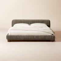 Lit moderne de haute qualité, meuble avec cadre en bois massif, lit queen size