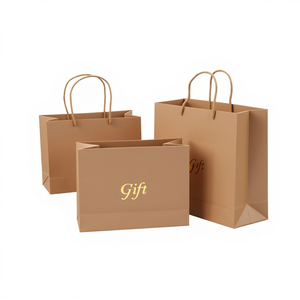Sac en papier kraft personnalisé avec impression du logo Sacs à provisions en papier kraft brun avec poignées Sac cadeau en papier kraft avec votre propre logo - Product Image 2