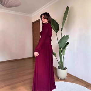 Nueva Colección Primavera 2026: Vestido <span class=keywords><strong>Elegante</strong></span> y Sofisticado de Manga Larga con Cintura Definida y Falda Plisada con Botones para Mujer - Product Image 2