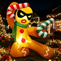 Décoration de Noël gonflable en forme d'homme en pain d'épices, vente en gros d'usine chinoise, jouets gonflables en polyester imperméables pour la fête