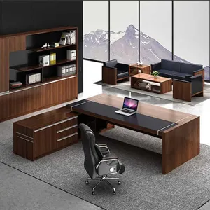 Modern office furniture boss ceo office desk luxury wooden executive desks manager L shaped mdf table