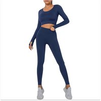 Ensemble de vêtements de sport tendance pour femmes, leggings taille haute personnalisés, haut de sport en tissu extensible pour yoga, gym, fitness, OEM ODM