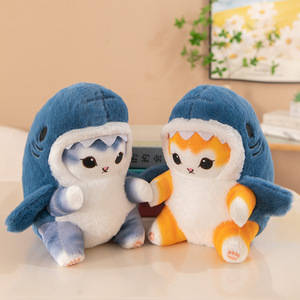 TERSEDIA Mainan Boneka Hewan Lucu Kucing Kawaii 8 Inci dari Shark Apparel, Boneka Hewan Lembut Custom, Boneka Plushie untuk Mesin Cakar Vending - Product Image 1