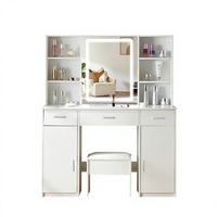 Nouvelle coiffeuse moderne minimaliste en bois avec miroir, modèle D8, fabriquée en Chine, idéale pour instituts de beauté, studios et écoles de maquillage.