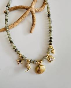 Verano playa estrella de mar Concha pequeña ballena cangrejo colgante collar con circón Crysta collar joyería para mujer - Product Image 1