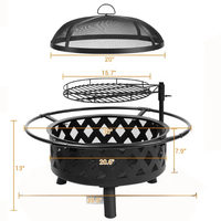 Vente en gros d'usine - Brasero extérieur de 30 pouces avec grille de barbecue pour jardin, patio, cour arrière, piscine