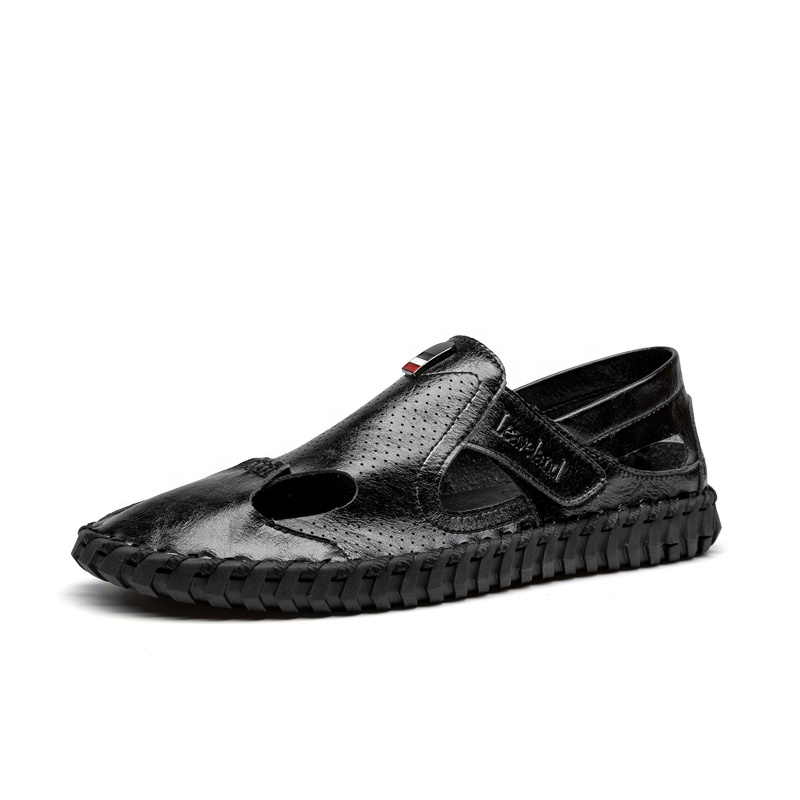 Низкие OEM стильные удобные мужские сандалии ручной работы из натуральной кожи, белые сандалии, повседневные мужские сандалии