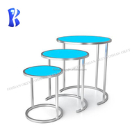 OKEY Nouvel arrivage Table de buffet portable ronde en or avec éclairage Table de cocktail pliante en verre pour événements, fêtes, restauration
