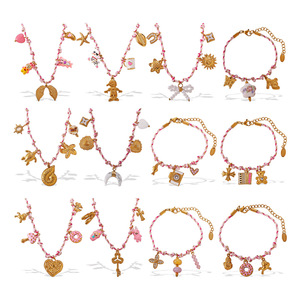 18K Gold Plated Stainless Steel Charm Bracelet <b>Pink</b> <b>Braided</b> Chain Adjustable Pendant Bangle DIY Jewelry Gift - Product Image 1