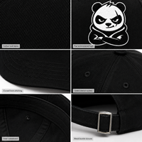 Gorra de Béisbol Minimalista con Bordado de Cresta de Panda, de Algodón Estructurado, Visera Curva, Ajustable con Cierre a Presión, para Moda Urbana y Venta Minorista