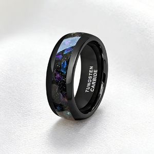 Anillos de tungsteno negro de 8 mm con incrustaciones de nebulosa, galaxia, zafiro y amatista, ajuste cómodo, anillos de boda, compromiso y aniversario para parejas - Product Image 4
