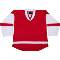 Jersey Hoki Es Kustom Tim Detroit Red Wings Desain Bendera Cetak Transfer Panas Bernapas Berkualitas Tinggi