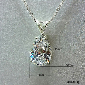 Collana con pendente in zircone a forma di pera da donna, design a goccia d'acqua, stile minimalista, elegante, gioielli da indossare ogni giorno - Product Image 5