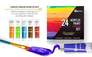 Bview Art Set di pittura acrilica a 24 <span class=keywords><strong>colori</strong></span> vivaci altamente pigmentati con 5 pezzi di pennello 1 pannello di tela - Product Image 5
