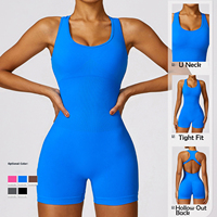 Nouveau femmes une pièce sans couture sans manches coupe serrée combinaison de gymnastique femme entraînement barboteuse évider dos Yoga body