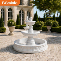 Fontaine Monumentale en Marbre Blanc Sculptée en Forme de Cheval, Fontaine d'Extérieur à 4 Niveaux pour Jardin, Taille Personnalisée pour Villa de Luxe, Hôtel, Place Publique